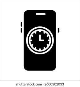 Alarm clock on smartphone screen Icon. Symbol isolated white background. vector illustration. color editable.