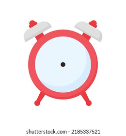 Reloj de alarma sobre fondo blanco. Suministros escolares. Diseño plano.
