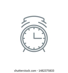 alarm clock outline flat icon. Single high quality outline logo symbol for web design or mobile app. Thin line sign design logo. gray icon pictogram alarm clock isolated on white background