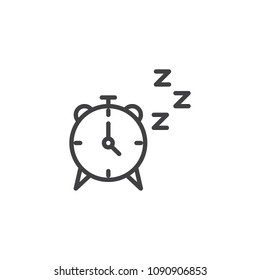 Alarm clock outline icon. linear style sign for mobile concept and web design. Ringing watch simple line vector icon. Symbol, logo illustration. Pixel perfect vector graphics