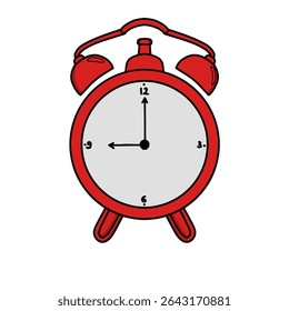 Vetor de contorno do relógio de alarme. Desenho à mão Despertar chamada doodle ilustração