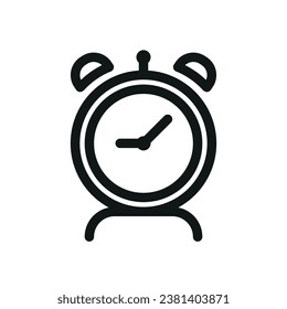 Icono vectorial de contorno de reloj de alarma, signo de estilo lineal aislado en fondo blanco. Diseño de trazo editable