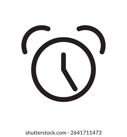 Alarm clock outline vector. Retro alarm clock icon in line art style, great for time-related themes.