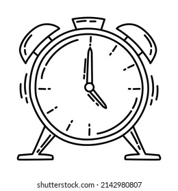 Alarm  Clock Part of Computer Software and Hardware Hand Drawn Icon Set Vector.