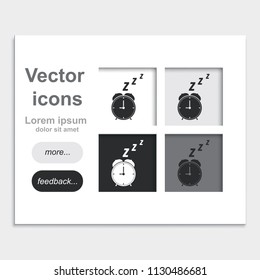 Alarm clock placed on web page template flat vector icon.