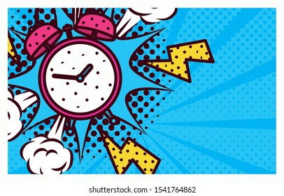 alarm clock pop art style vector illustration design