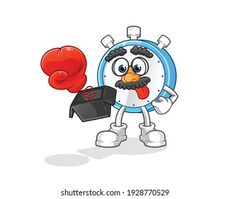 alarm clock prank with glove in box cartoon. cartoon mascot vector