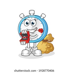 el indicador de alarma y el carácter del anillo de sujeción. vector de mascota de dibujos animados