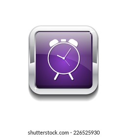 Alarm Clock Purple Vector Icon Button