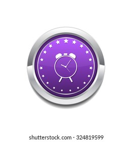 Alarm Clock Purple Vector Icon Button