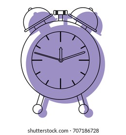 alarm clock purple watercolor silhouette on white background vector illustration