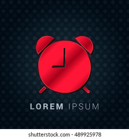 Alarm Clock Red chromium precious metallic 3D Icon / Logo Design