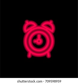 Alarm clock red glowing neon ui ux icon. Glowing sign logo vector