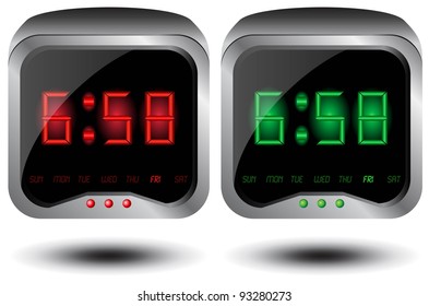 Alarm clock with red and green display