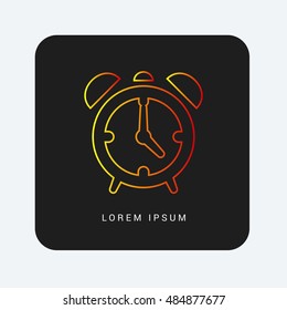 Alarm Clock Red & Orange gradient attractive line thin icon / logo design
