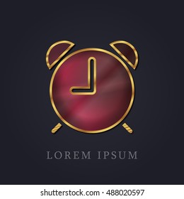 Alarm Clock Red Ruby with Golden Frame Precious Jewellery Icon / Logo Design