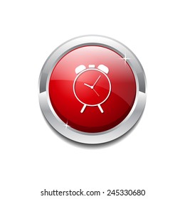Alarm Clock Red Vector Icon Button