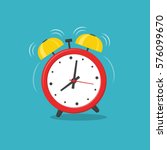Alarm clock red wake-up time isolated on background in flat style. Vector illustration