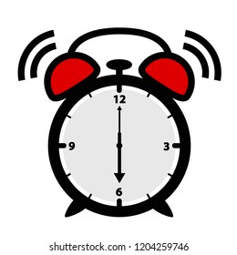 alarm clock red wake-up time isolated on white background vector illustration