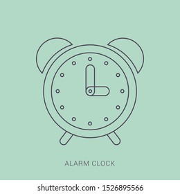 Alarm clock red wake-up time isolated on background in flat style