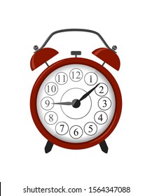 Alarm clock red wake-up time. Isolated on white background. Vector illustration