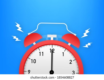 Alarm clock red wake-up time. Vector stock illustration.