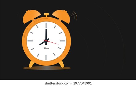 Alarm clock red wake-up time isolated on background in flat style Vector illustration