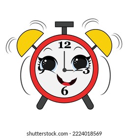 Tiempo de despertar rojo del reloj de alarma aislado en segundo plano. Ilustración del vector