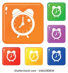 Alarm clock retro classic design icons set collection vector 6 color isolated on white background