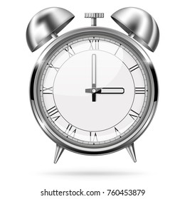 Alarm clock. Retro style. Vector 3d illustration isolated on white background