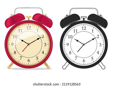 Alarm Clock. Retro Wake Up Symbol. Ringing reminder. Time Icon. Vector