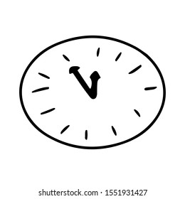 Alarm clock ring comic book.Doodle clock. Five minutes to twelve on the clock. Five minutes until the new year. Vector illustration