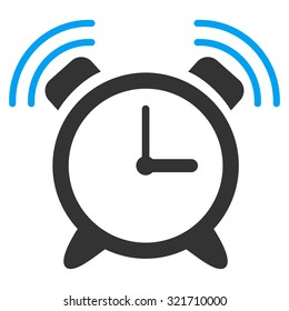 Alarm Clock Ring vector icon. Style is bicolor flat symbol, blue and gray colors, rounded angles, white background.