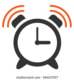 Alarm Clock Ring vector icon. Style is bicolor flat symbol, orange and gray colors, rounded angles, white background.