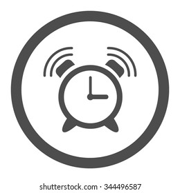 Alarm Clock Ring vector icon. Style is flat rounded symbol, gray color, rounded angles, white background.