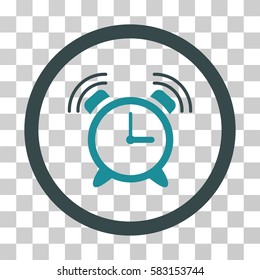 Alarm Clock Ring vector icon. Illustration style is a flat iconic bicolor soft blue symbol on a transparent background.