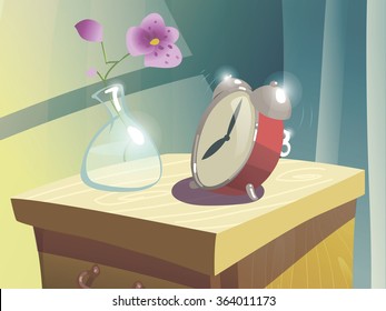 Alarm clock ringing a beautiful sunny morning.