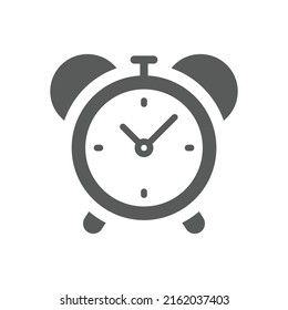 Alarm clock ringing black vector icon. Bell watch retro style filled symbol.