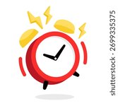 Alarm clock ringing cartoon icon illustration, Wake up timer clock. Morning timer clock cartoon design. sale promotion concept