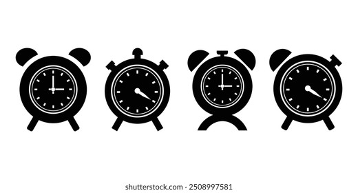Alarm clock ringing concept illustration set vector.