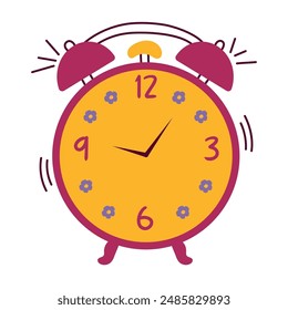 Alarma de reloj sonando aislado en el fondo. Hora de despertar. Ilustración vectorial de reloj de escritorio en estilo plano. Elemento para su diseño.