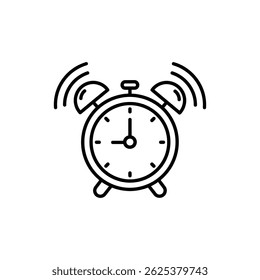 Alarm Clock with Ringing Lines Representing Sound Waves