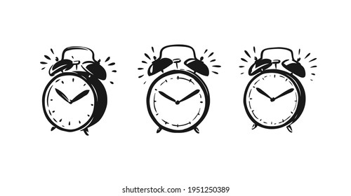 Alarm clock ringing symbol. Deadline, time icon vector illustration