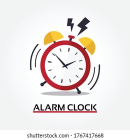 Alarm Clock Ringing. Vector Flat Design of Ringing Alarm Clock. Good Morning Concept. Isolated Ringing Alarm Clock