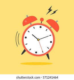 alarm clock ringing, wake up time icon, flat design