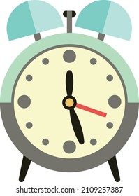 Alarm clock with round face and arrows. Time flat icon