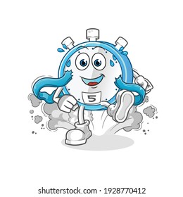 alarm clock runner character. cartoon mascot vector