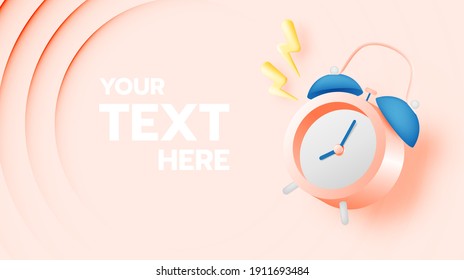 Alarm clock for sale banner or promotion in pastel color scheme background vector illustration