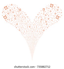 Alarm Clock salute stream. Vector illustration style is flat orange iconic alarm clock symbols on a white background. Object fountain combined from random symbols.