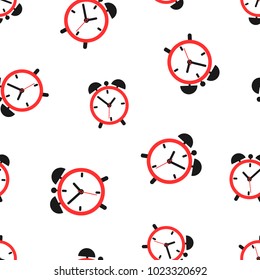 Alarm clock seamless pattern background icon. Business flat vector illustration.  Clock time sign symbol pattern.